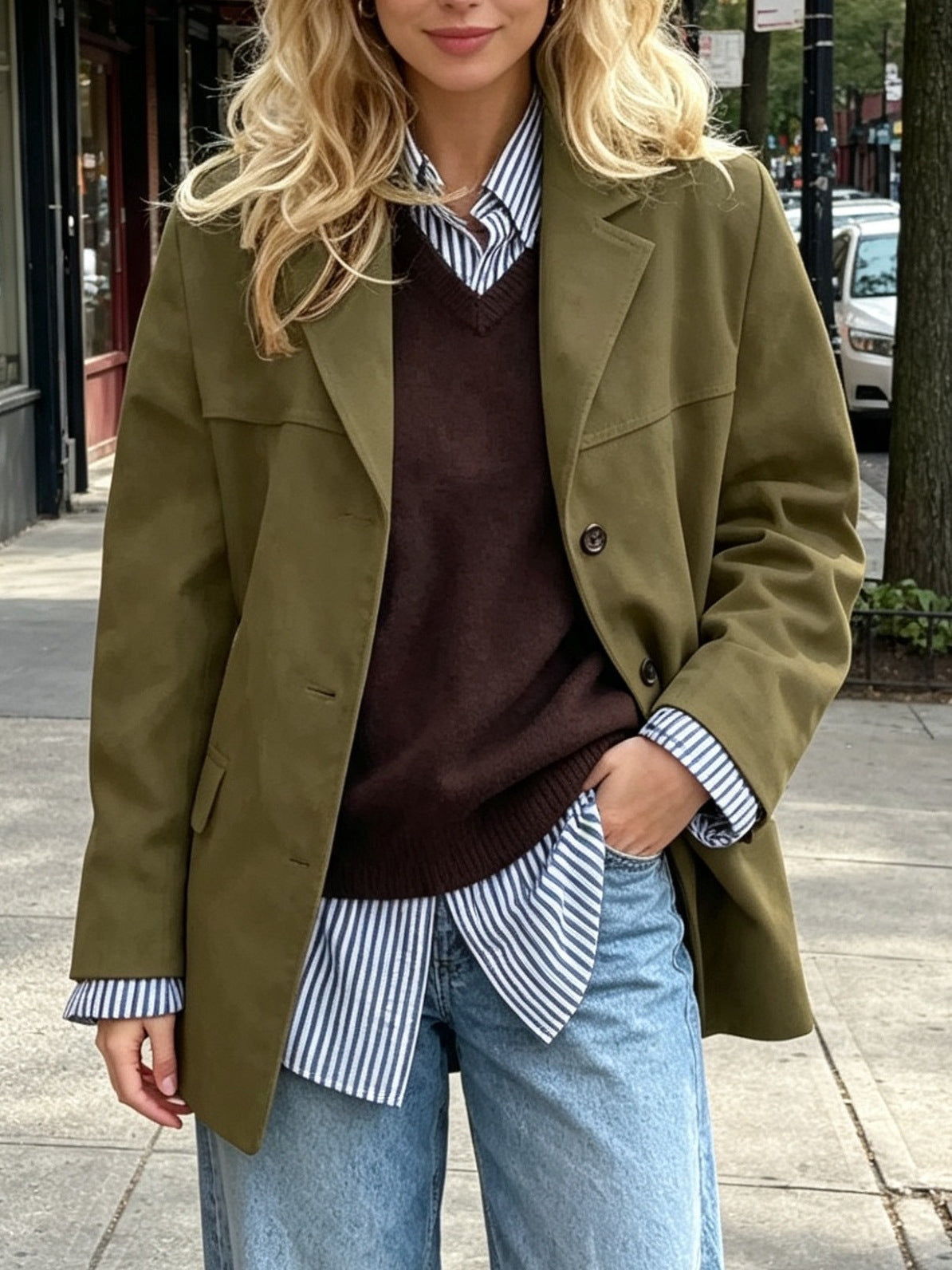 Blazer Jacket Women's Relaxed Fit with Button Detailing - 1 - London-stylehouse.com