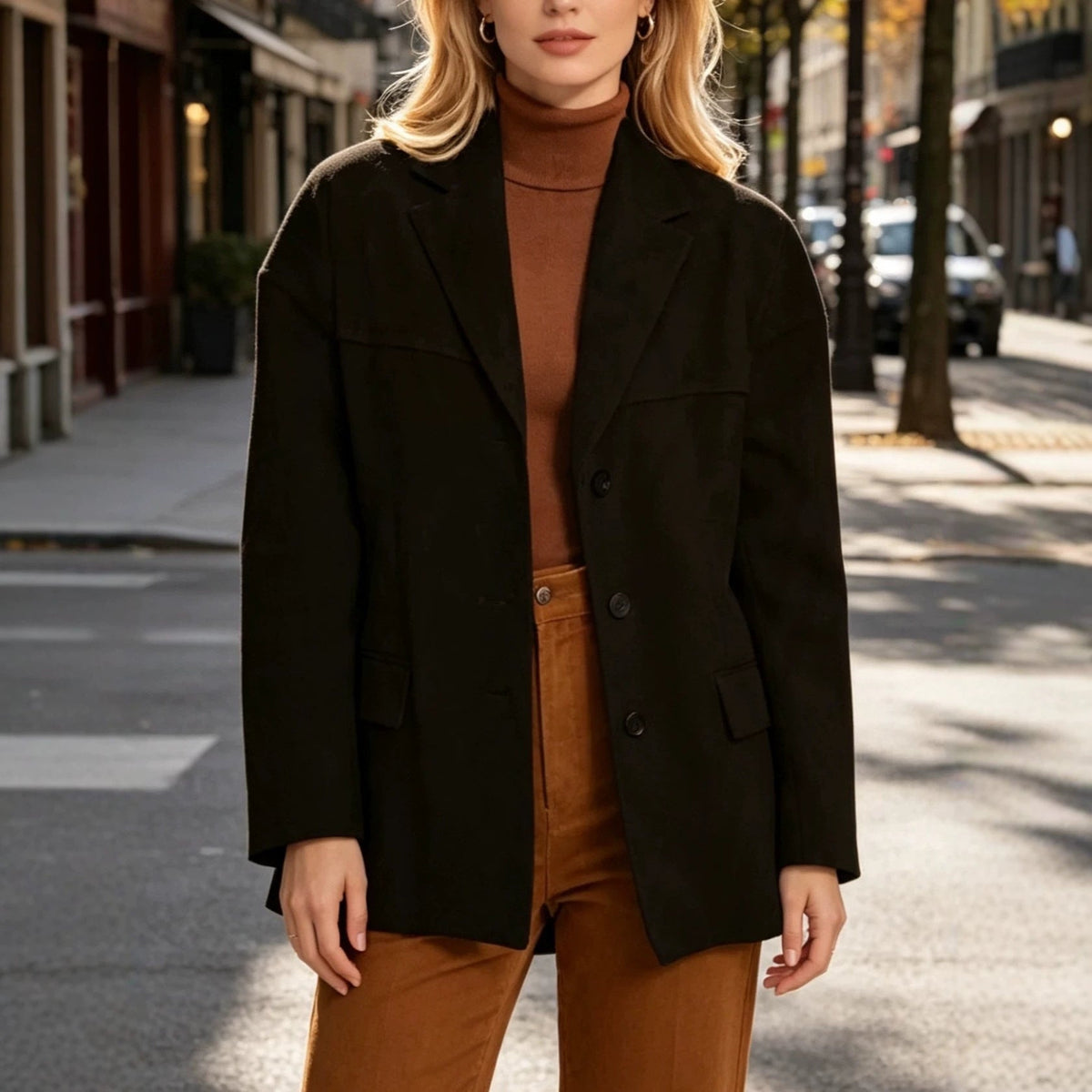Blazer Jacket Women's Relaxed Fit with Button Detailing - 3 - London-stylehouse.com