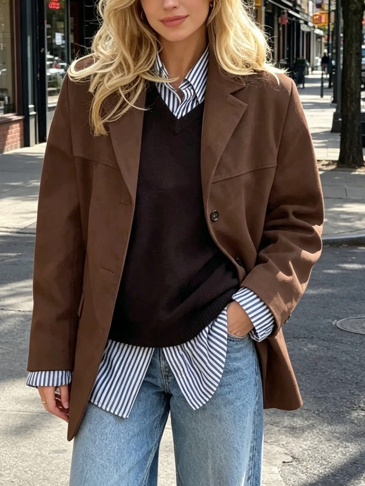Blazer Jacket Women's Relaxed Fit with Button Detailing - 5 - London-stylehouse.com