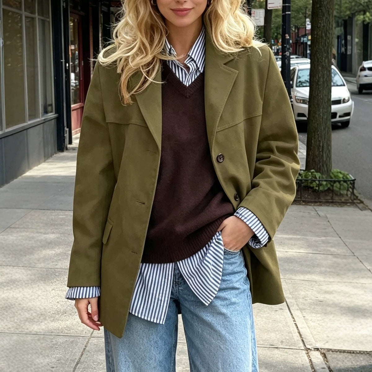 Blazer Jacket Women's Relaxed Fit with Button Detailing - 6 - London-stylehouse.com