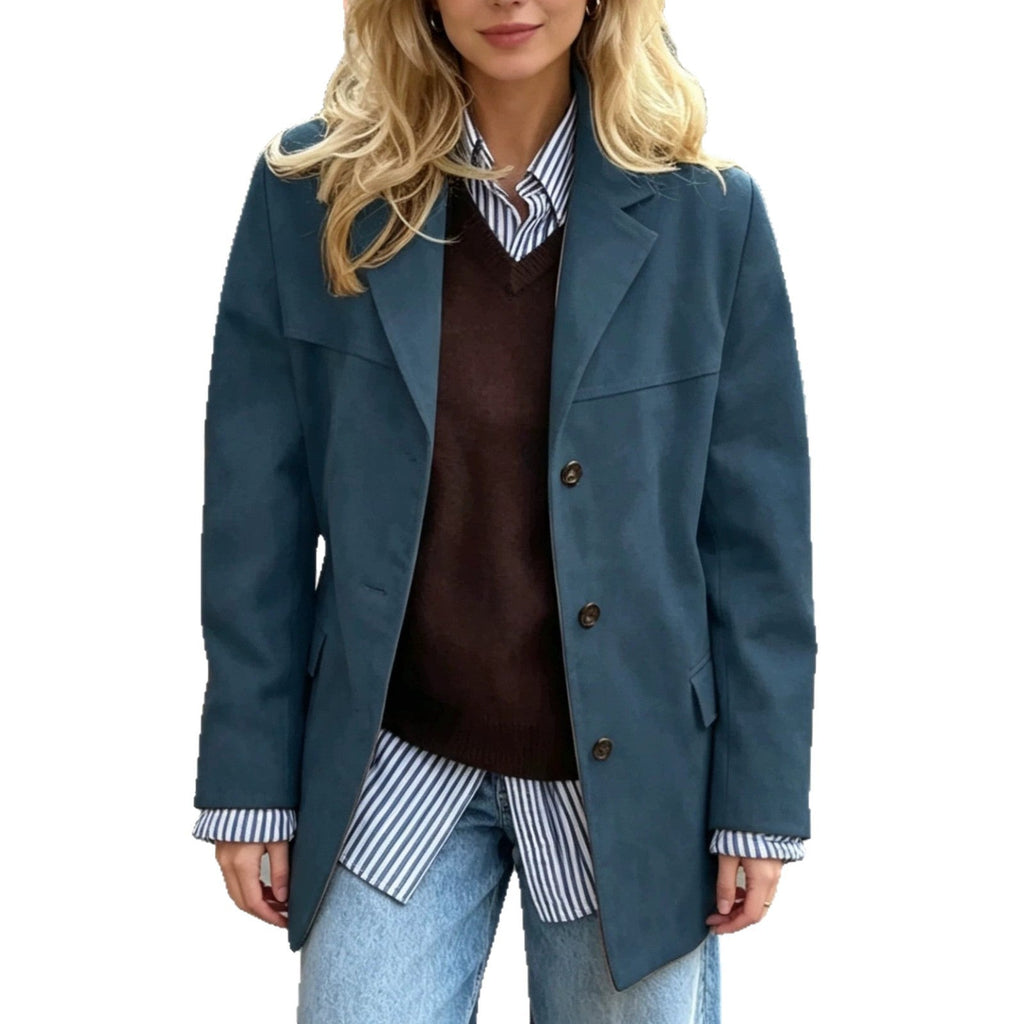 Blazer Jacket Women's Relaxed Fit with Button Detailing - 8 - London-stylehouse.com