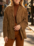 Blazer Jacket Women's Relaxed Fit with Button Detailing - 9 - London-stylehouse.com