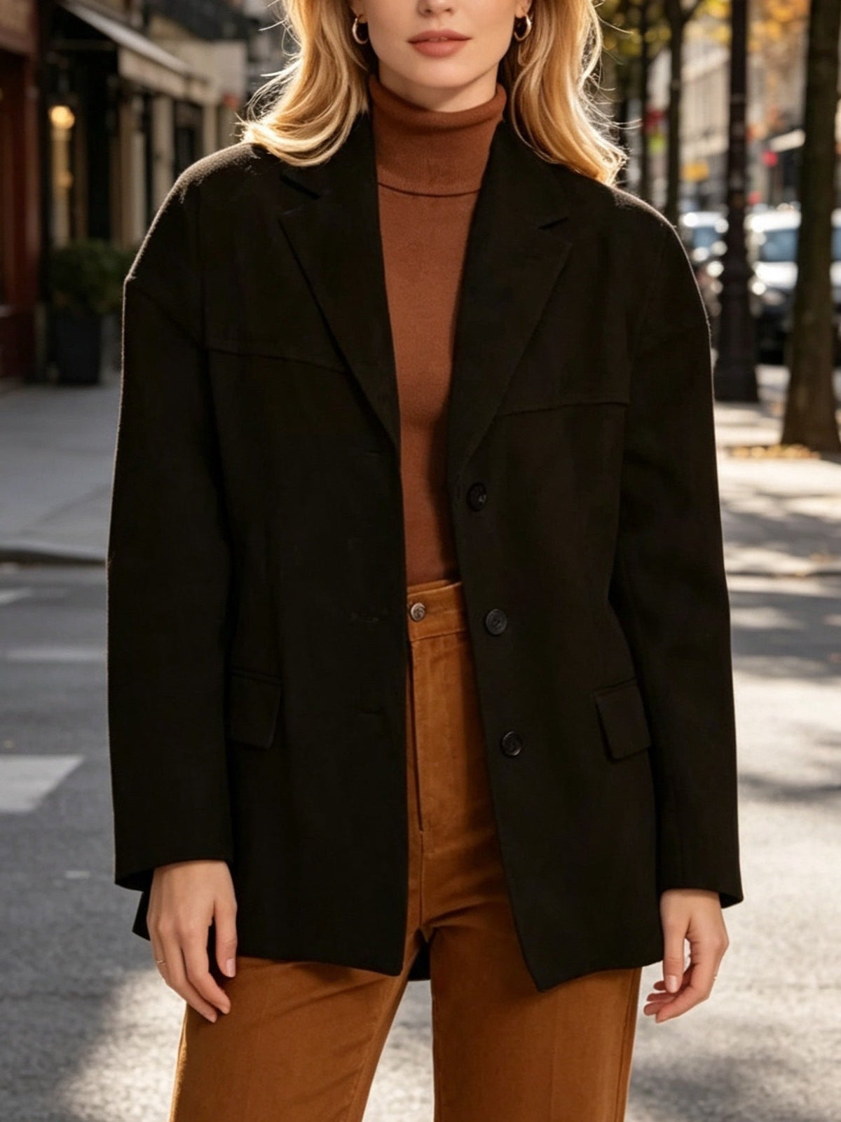 Blazer Jacket Women's Relaxed Fit with Button Detailing - 10 - London-stylehouse.com