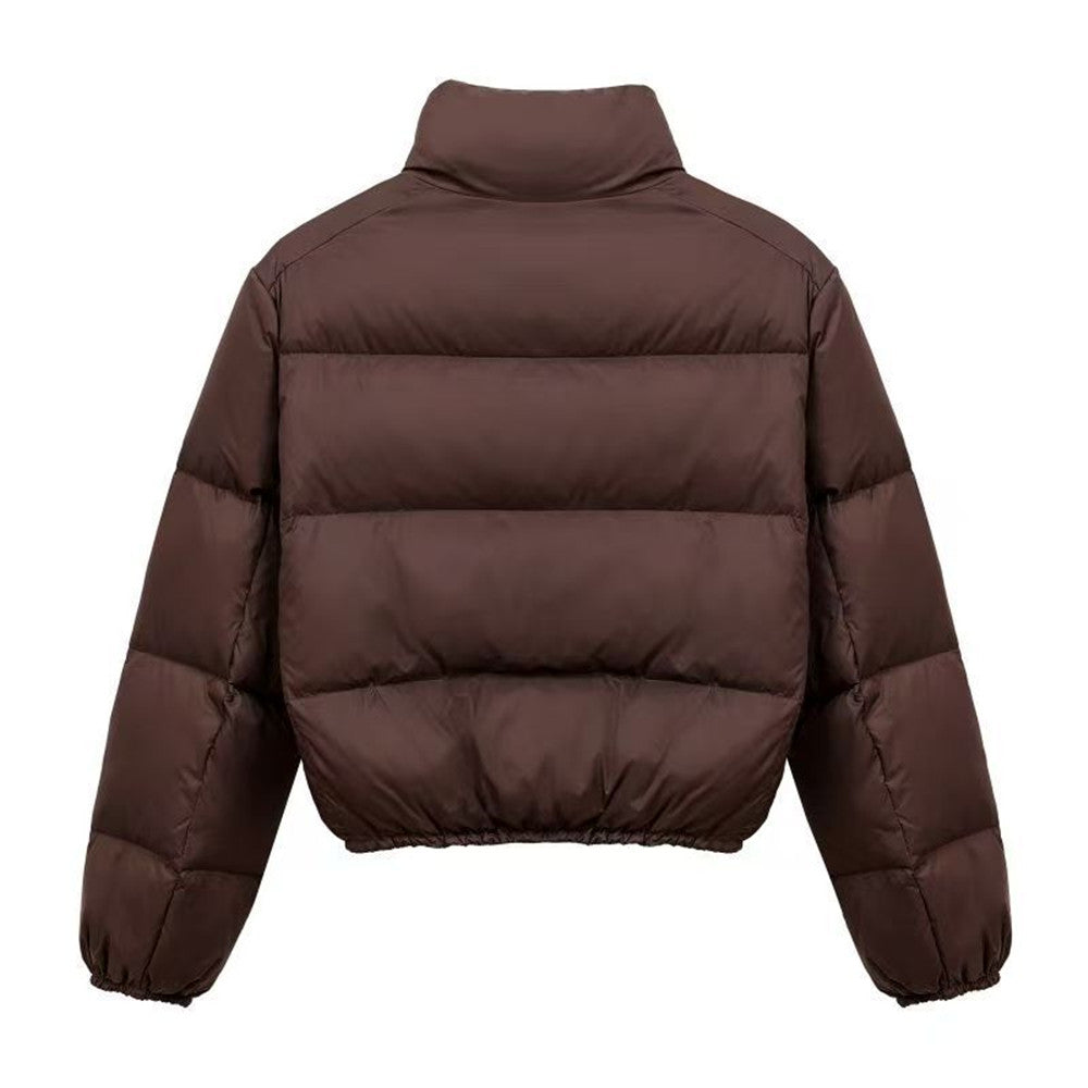 Puffer Jacket Women's Cropped Style with Stand Collar - 1 - London-stylehouse.com