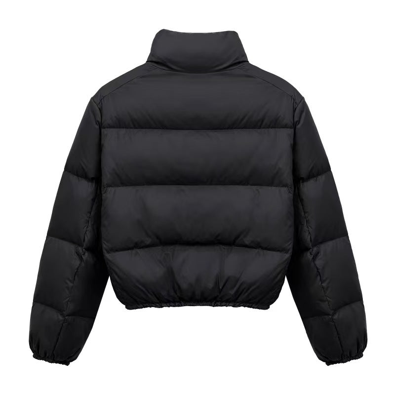 Puffer Jacket Women's Cropped Style with Stand Collar - 3 - London-stylehouse.com