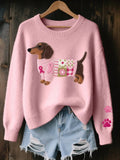 Ladies' Pullover with Dachshund Design and Relaxed Fit - 1 - London-stylehouse.com