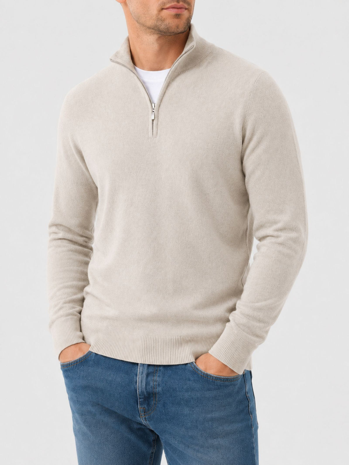 Men's Classic-Fit Pullover with Half Zip and Casual Style - 1 - London-stylehouse.com