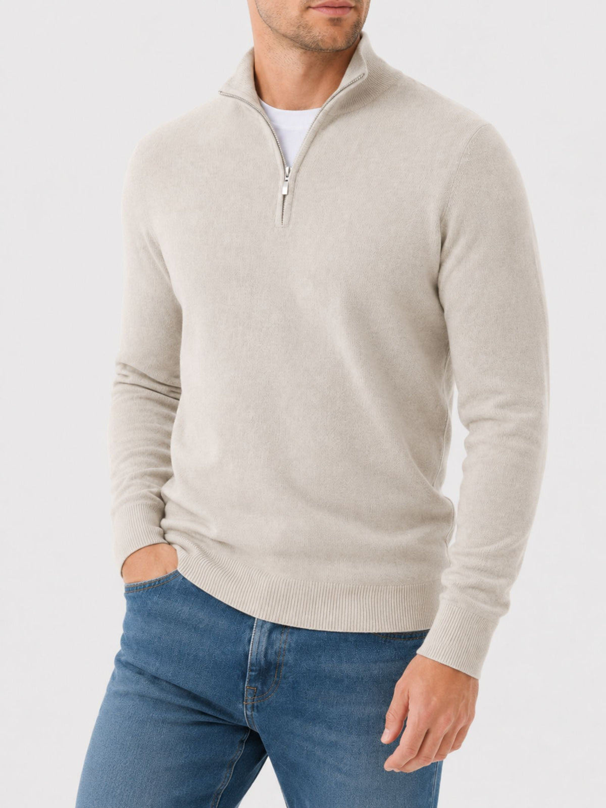 Men's Classic-Fit Pullover with Half Zip and Casual Style - 2 - London-stylehouse.com