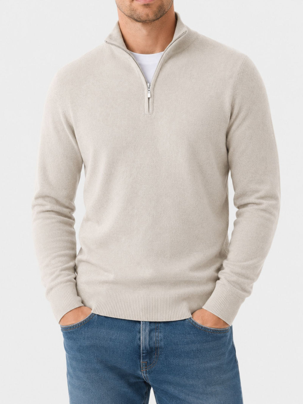 Men's Classic-Fit Pullover with Half Zip and Casual Style - 3 - London-stylehouse.com