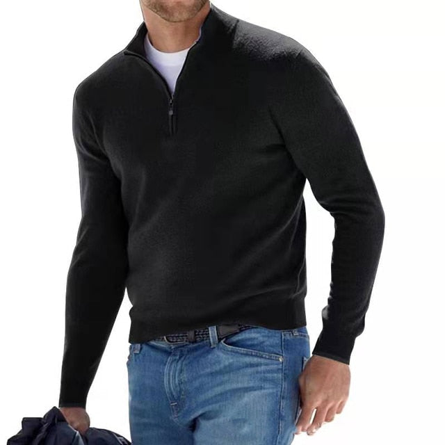 Men's Classic-Fit Pullover with Half Zip and Casual Style - 10 - London-stylehouse.com