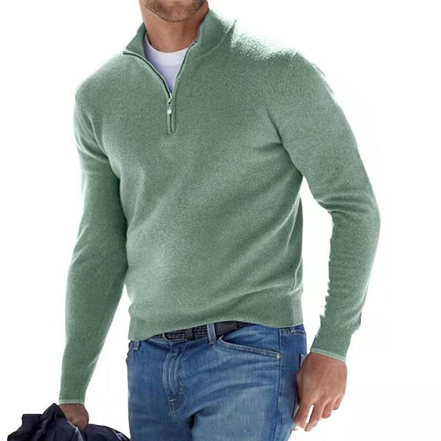 Men's Classic-Fit Pullover with Half Zip and Casual Style - 13 - London-stylehouse.com
