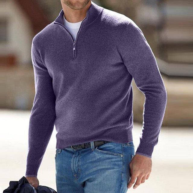 Men's Classic-Fit Pullover with Half Zip and Casual Style - 16 - London-stylehouse.com