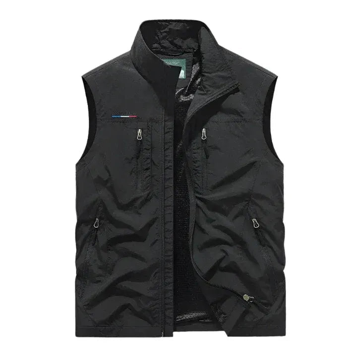 Men's Casual Vest with Functional Pockets and High Neck - 2 - London-stylehouse.com
