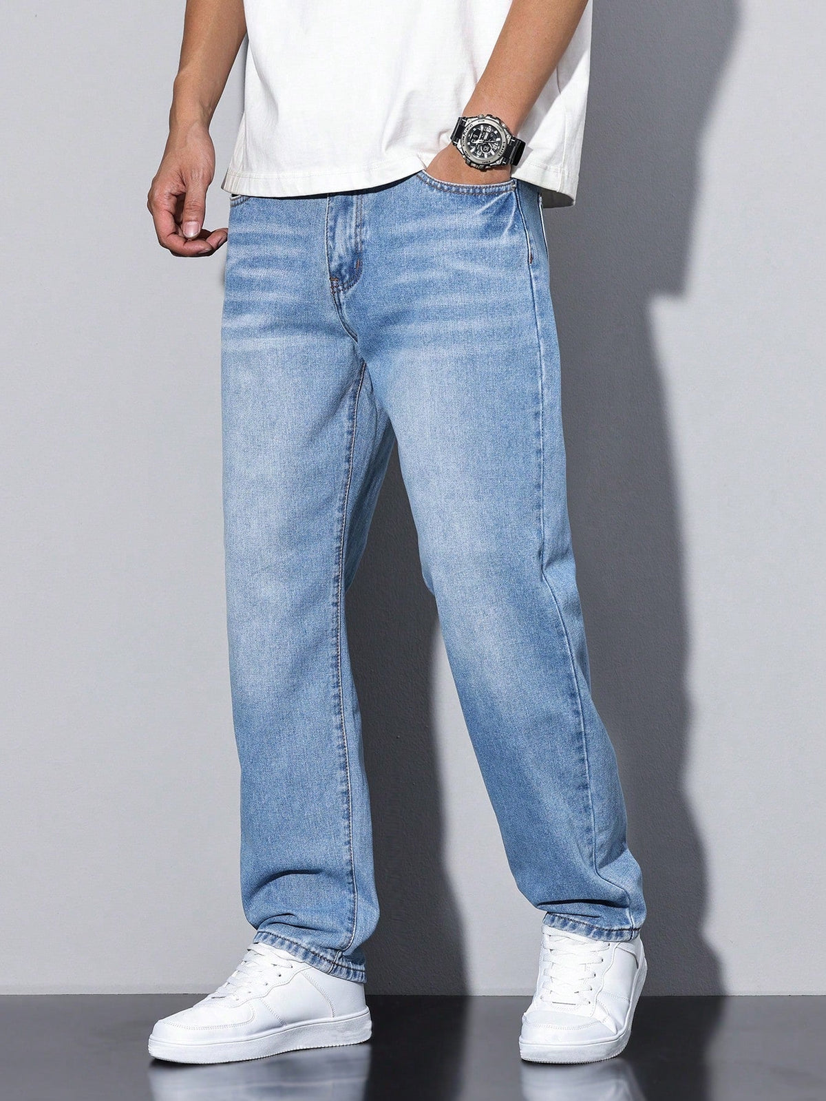 Men's Casual Straight Leg Jeans with Natural Waist and Functional Pockets - 4 - London-stylehouse.com
