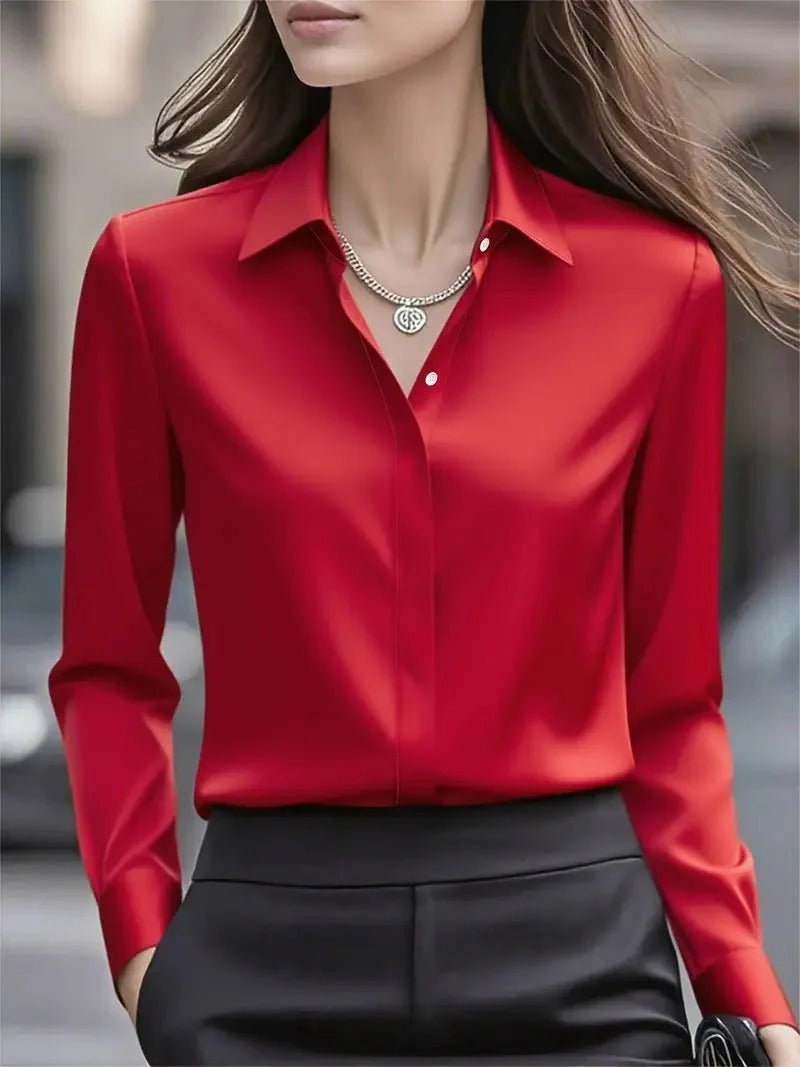Women’s Classic Blouse with Long Sleeves and Timeless Collar - 1 - London-stylehouse.com