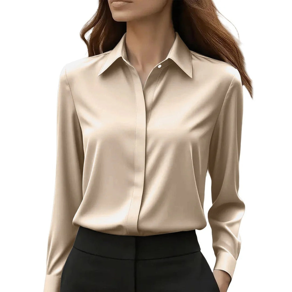 Women’s Classic Blouse with Long Sleeves and Timeless Collar - 5 - London-stylehouse.com