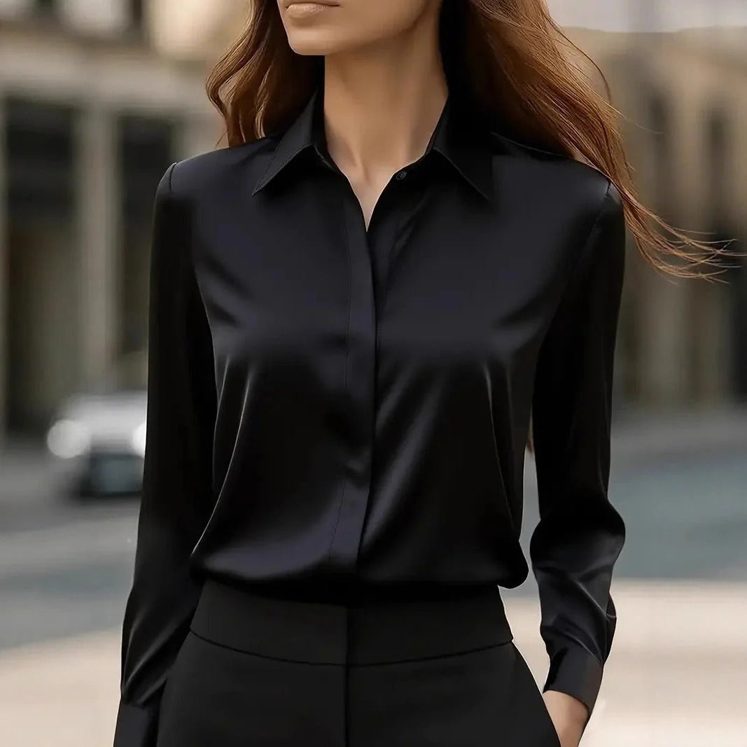 Women’s Classic Blouse with Long Sleeves and Timeless Collar - 6 - London-stylehouse.com
