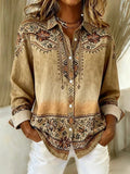 Women's Floral Blouse with Button Front and Long Sleeves - 1 - London-stylehouse.com