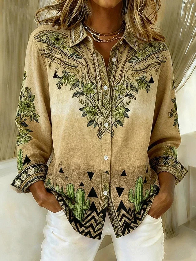 Women's Shirt with Floral and Geometric Print - 1 - London-stylehouse.com