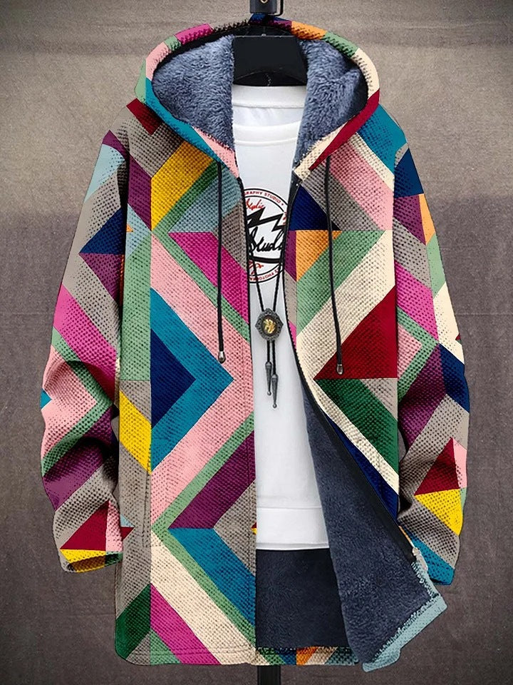 Women’s Colourful Geometric Print Jacket with Hood - 4 - London-stylehouse.com