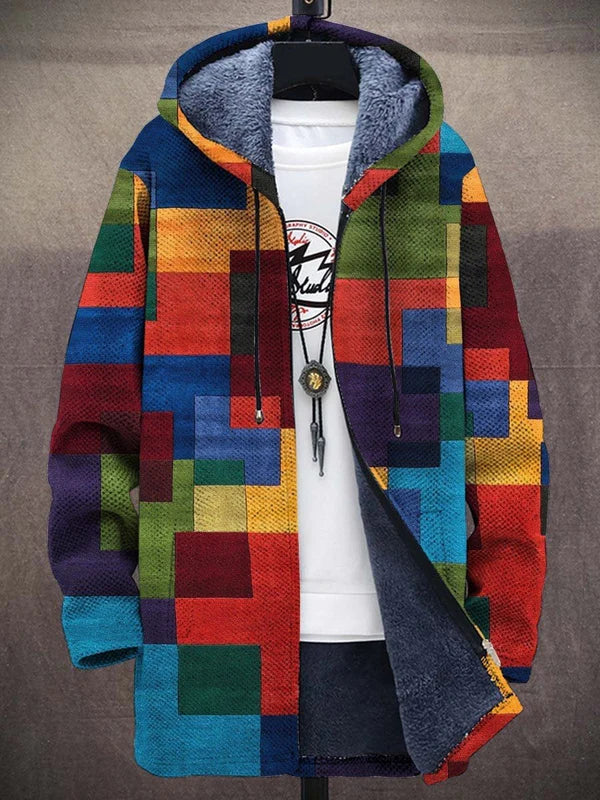Colourful Patchwork Jacket for Women with Hood and Relaxed Fit - 1 - London-stylehouse.com