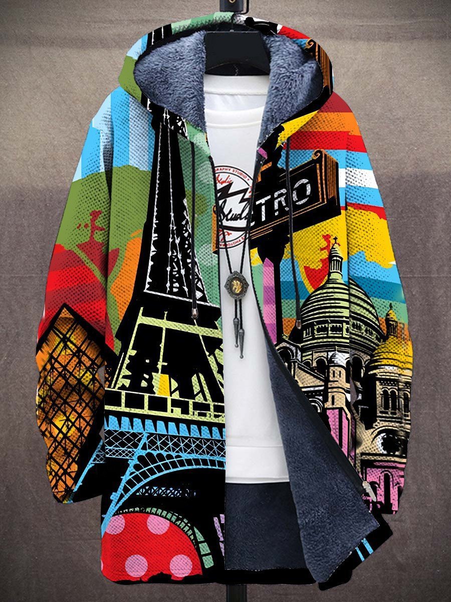 Women's Artistic Print Jacket with Hood and Relaxed Fit - 1 - London-stylehouse.com