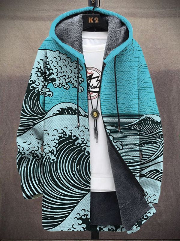 Hooded Jacket Women with Wave Print and Relaxed Fit - 2 - London-stylehouse.com