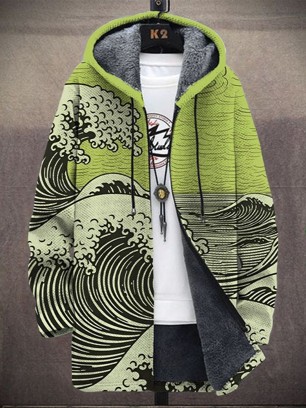 Hooded Jacket Women with Wave Print and Relaxed Fit - 4 - London-stylehouse.com