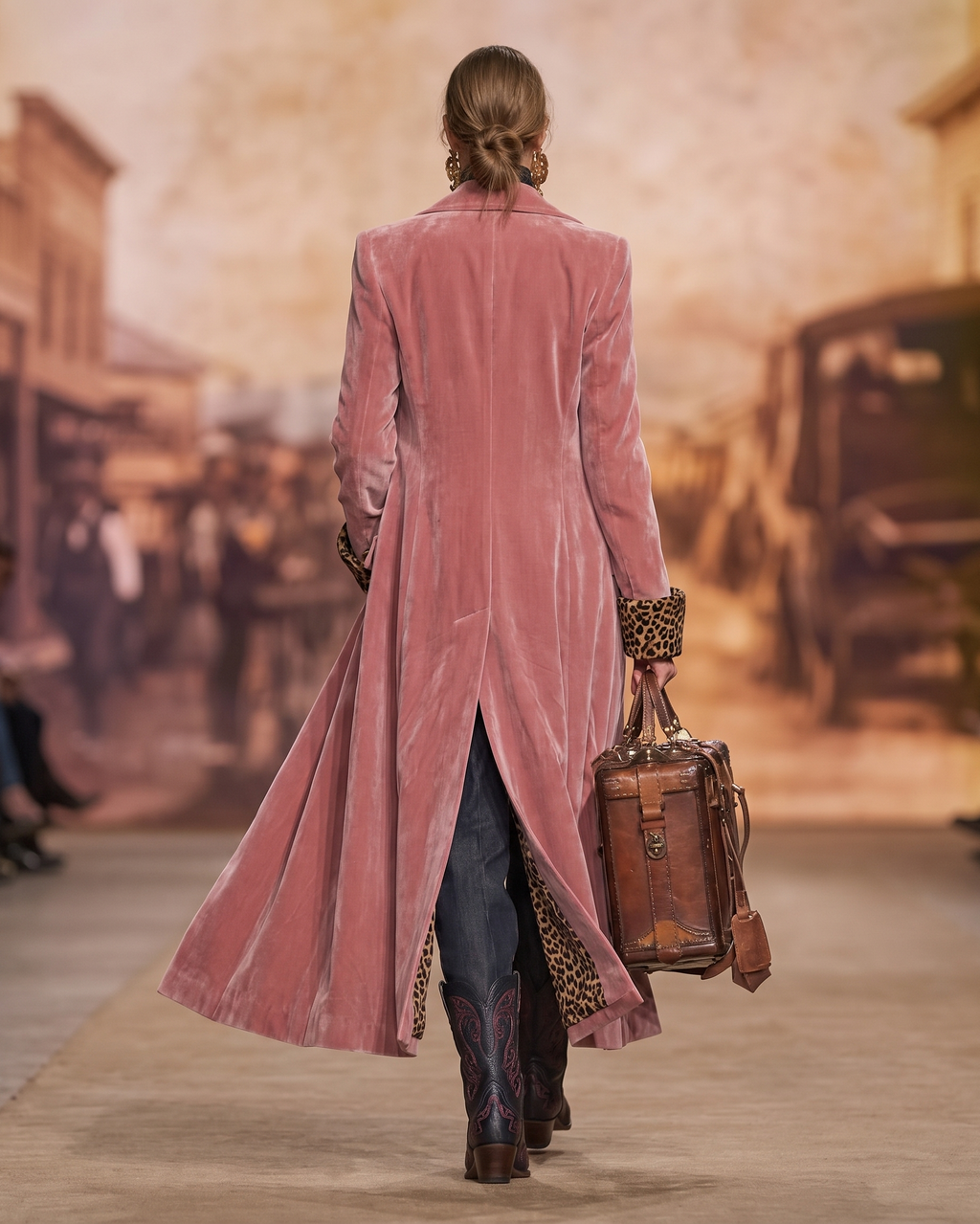 Chic Women's Long Coat with Tailored Fit and Leopard Print Details - 3 - London-stylehouse.com