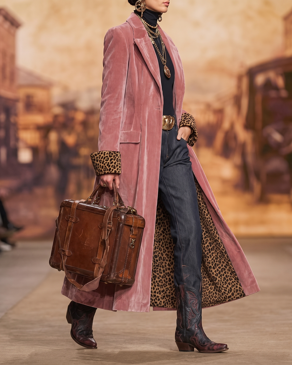 Chic Women's Long Coat with Tailored Fit and Leopard Print Details - 5 - London-stylehouse.com