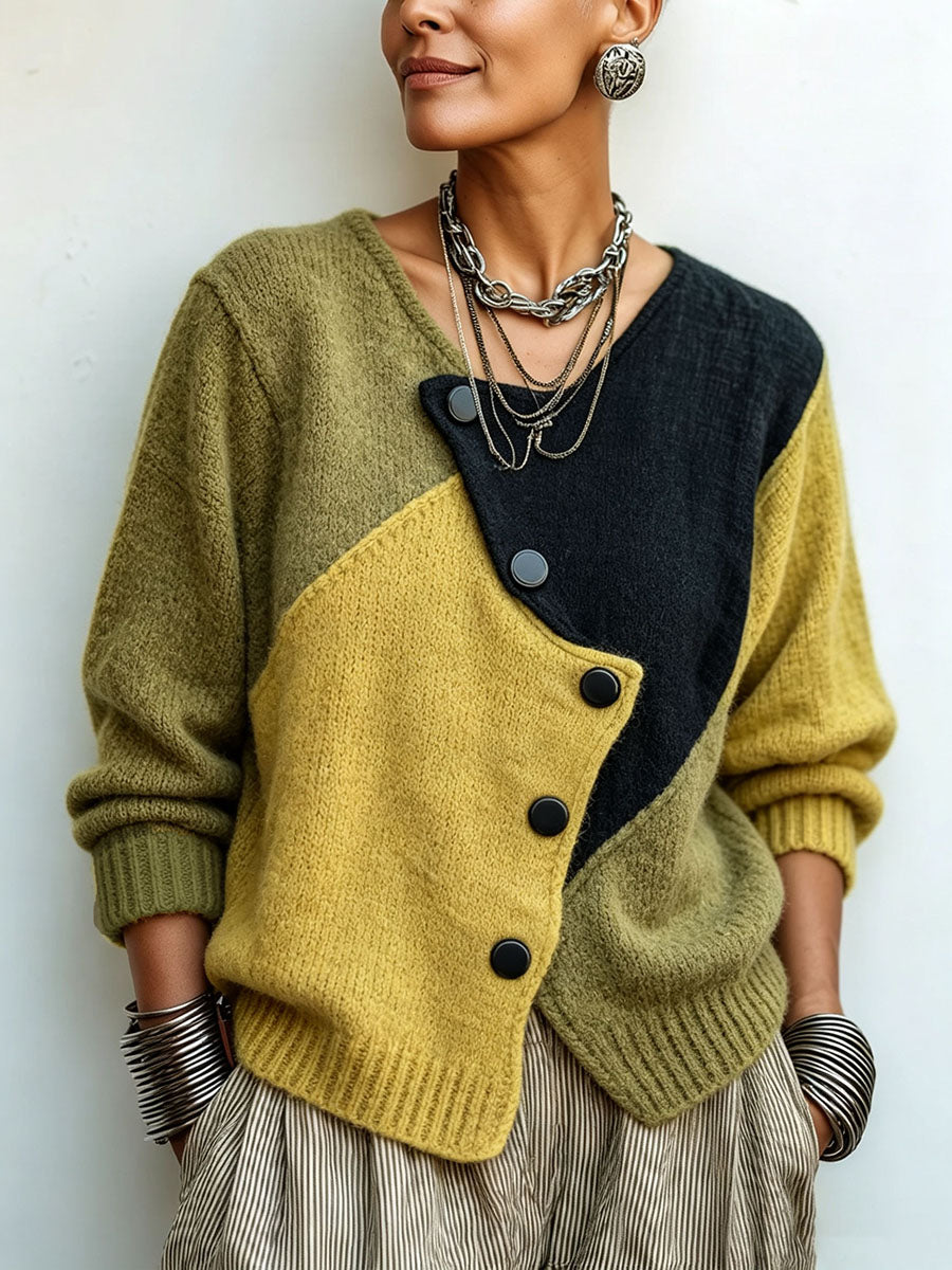 Pullover Women’s Asymmetric Style with Button Detail - 1 - London-stylehouse.com