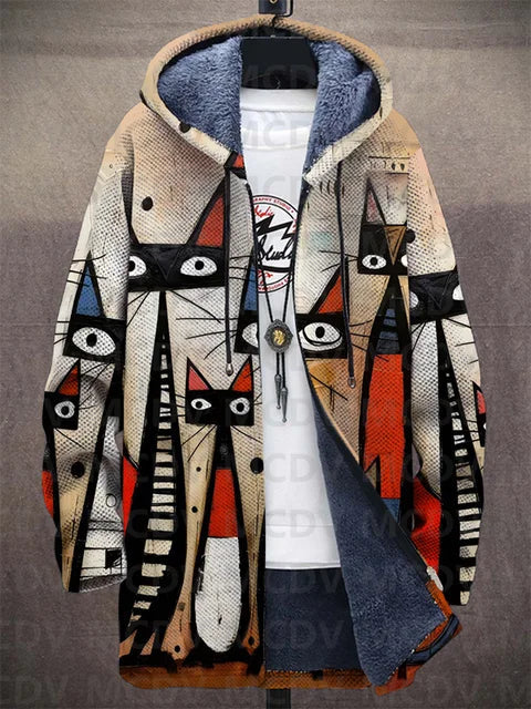 Women’s Artistic Print Hooded Jacket with Relaxed Fit - 1 - London-stylehouse.com