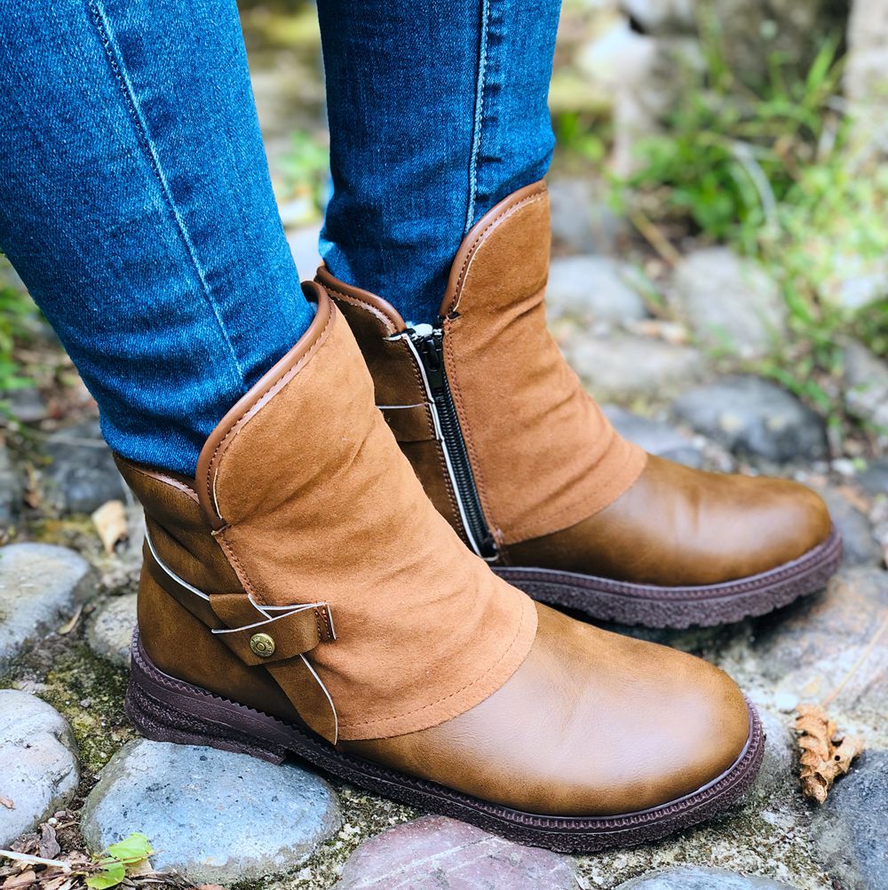 Women's Comfort-Fit Ankle Boots with Adjustable Fastening - 5 - London-stylehouse.com