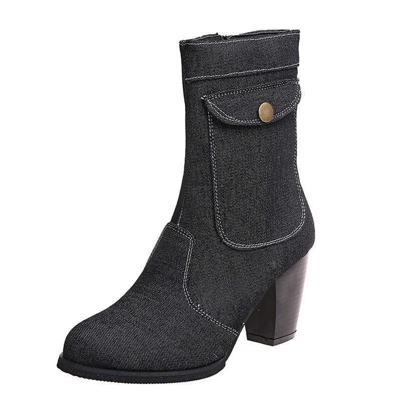 Stylish Women's Mid-Calf Boots with Trendy Heels - 6 - London-stylehouse.com