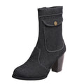 Stylish Women's Mid-Calf Boots with Trendy Heels - 6 - London-stylehouse.com