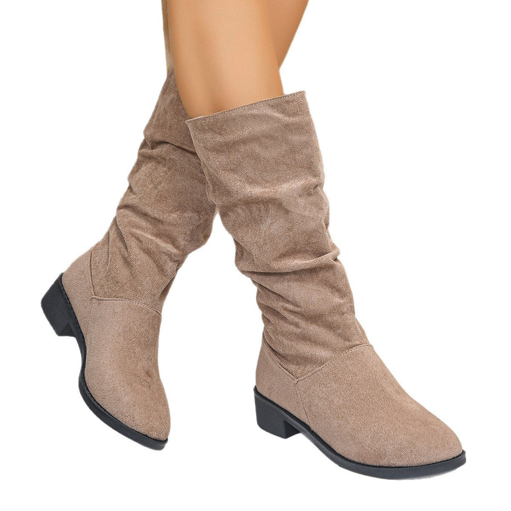 Women’s Relaxed Fit Slouch Boots with Rounded Toe - 3 - London-stylehouse.com