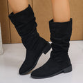 Women’s Relaxed Fit Slouch Boots with Rounded Toe - 7 - London-stylehouse.com