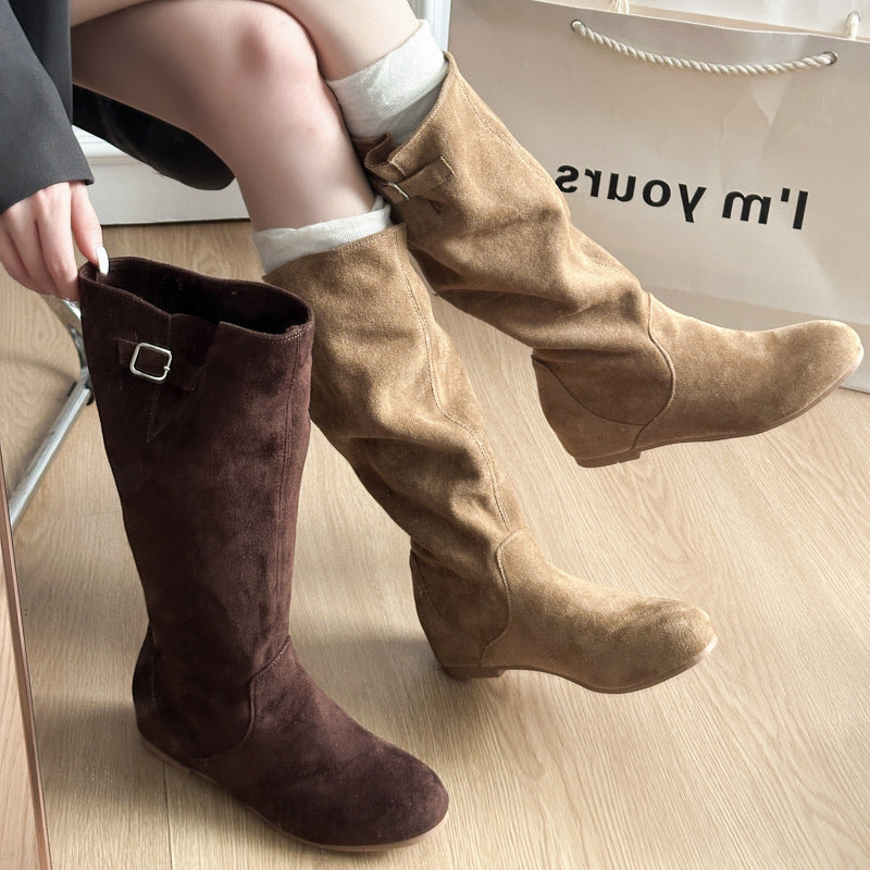 Elegant High-Top Ankle Boots for Ladies Featuring Chic Buckle Fastening - 3 - London-stylehouse.com