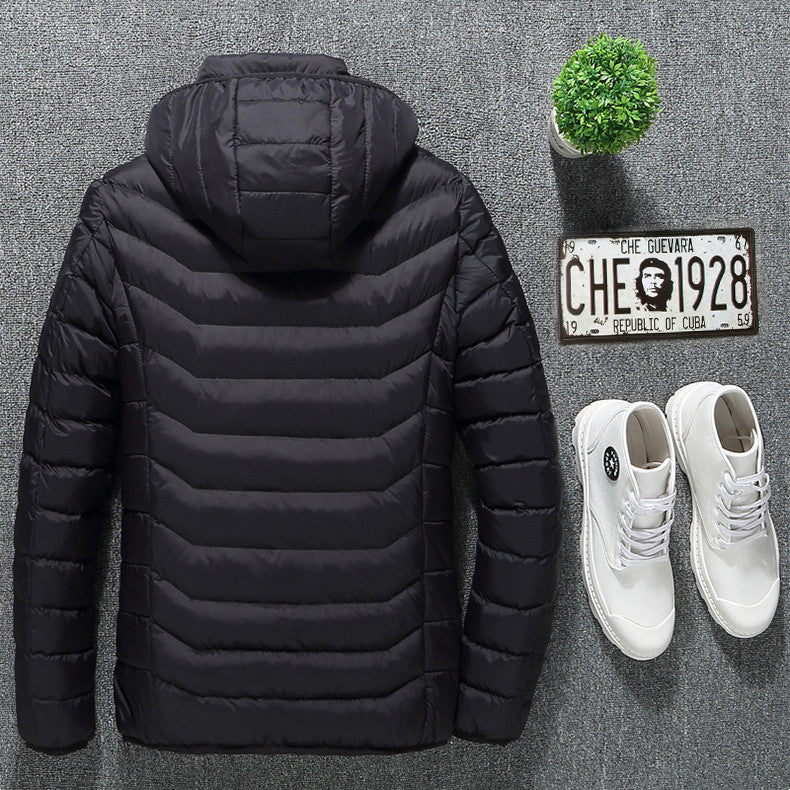 Men's Lightweight Heated Coat with Removable Hood - 1 - London-stylehouse.com