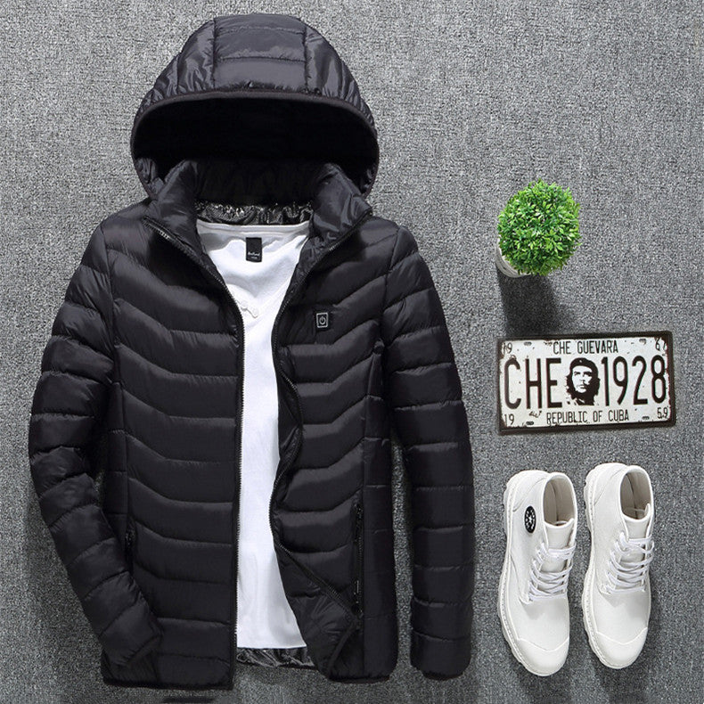 Men's Lightweight Heated Coat with Removable Hood - 3 - London-stylehouse.com