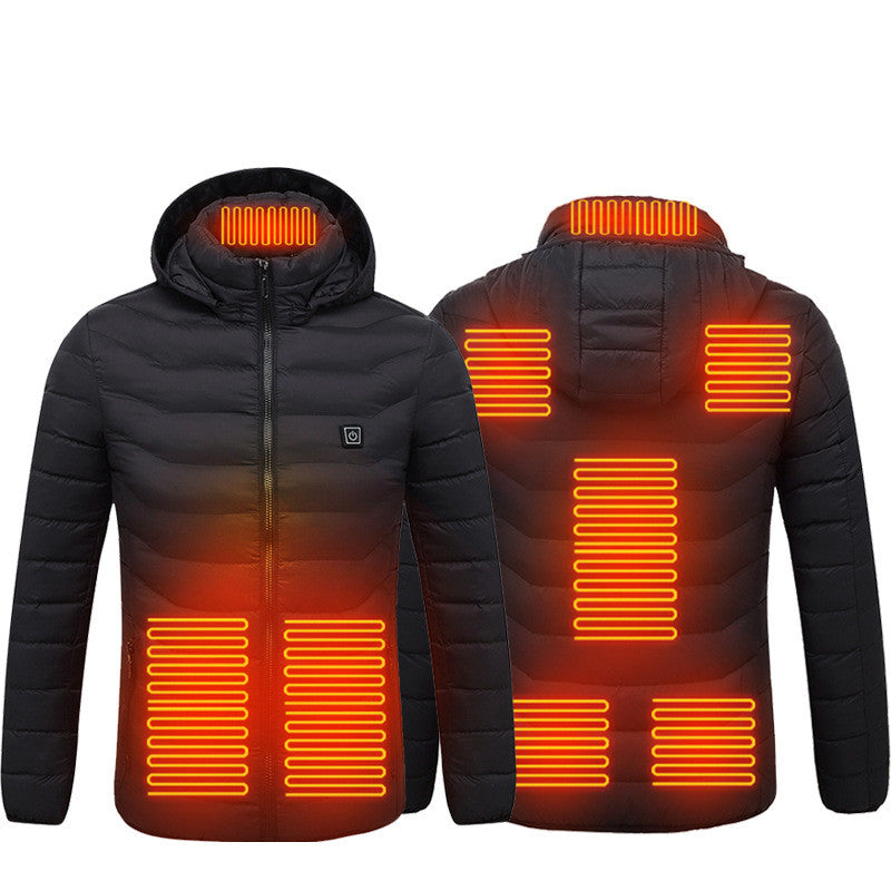 Men's Lightweight Heated Coat with Removable Hood - 4 - London-stylehouse.com