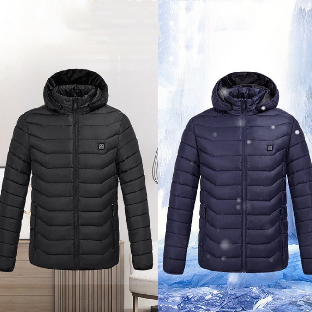 Men's Slim-Fit Lightweight Heated Jacket with Detachable Hood - 4 - London-stylehouse.com