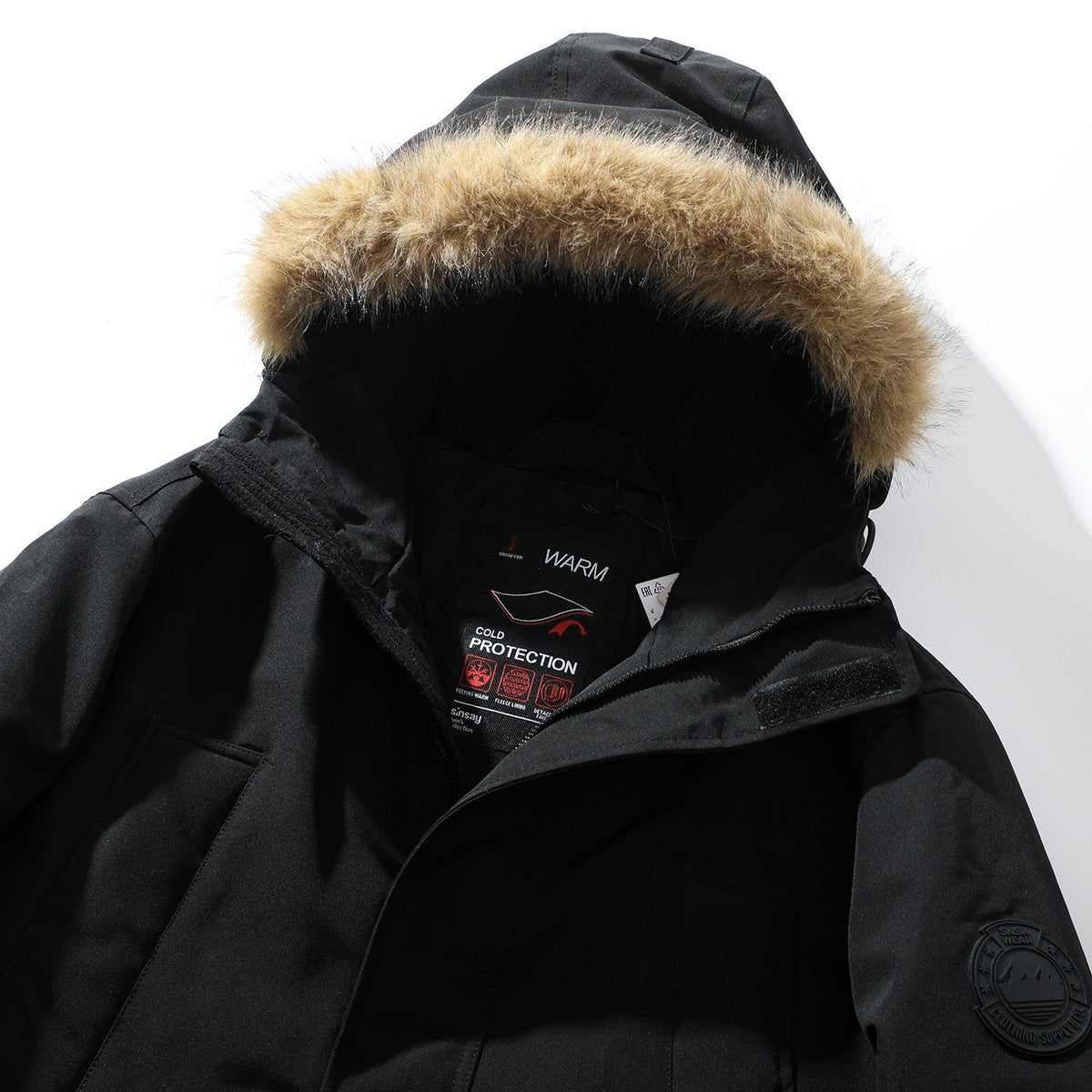 Men's Hooded Coat with Faux Fur Trimmed Collar - 3 - London-stylehouse.com