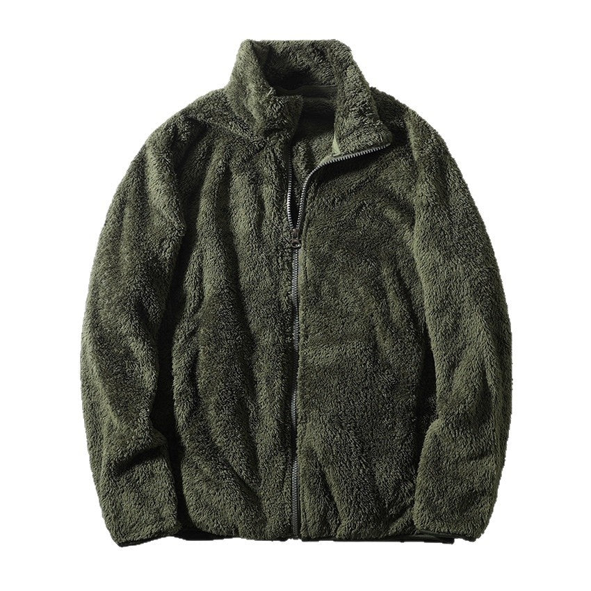 Men's High Collar Fleece Jacket with Zipper Closure - 3 - London-stylehouse.com