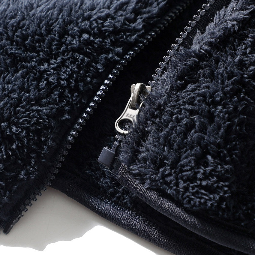 Men's High Collar Fleece Jacket with Zipper Closure - 4 - London-stylehouse.com