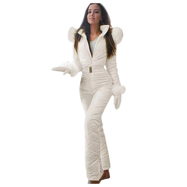 Women's Stylish Quilted Jumpsuit with Faux Fur Details - 1 - London-stylehouse.com
