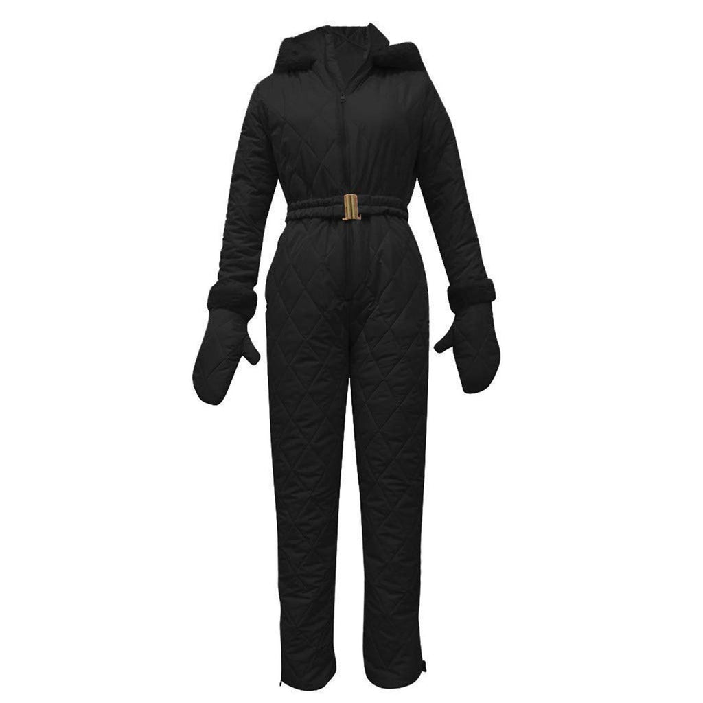 Women's Stylish Quilted Jumpsuit with Faux Fur Details - 2 - London-stylehouse.com