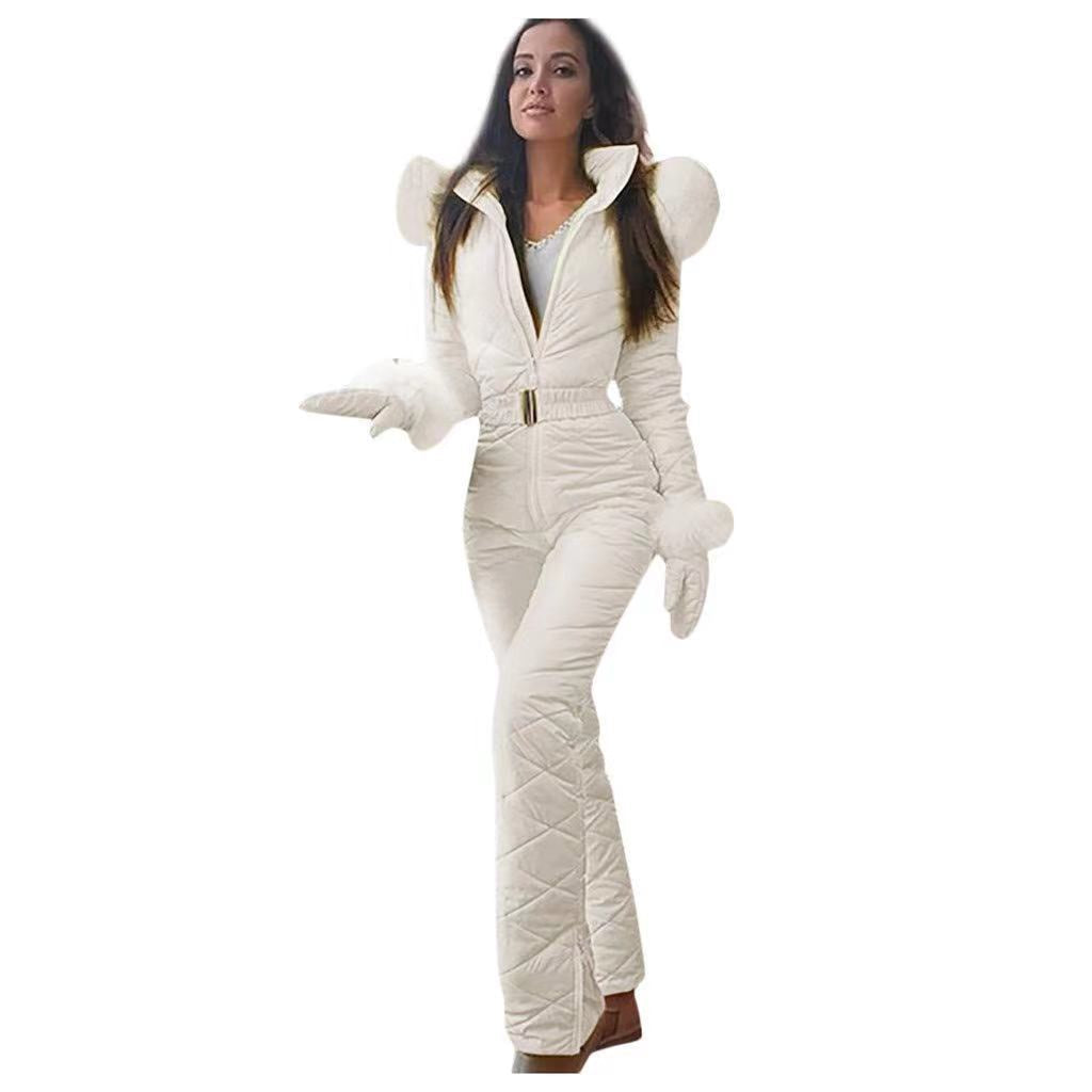 Women's Stylish Quilted Jumpsuit with Faux Fur Details - 7 - London-stylehouse.com