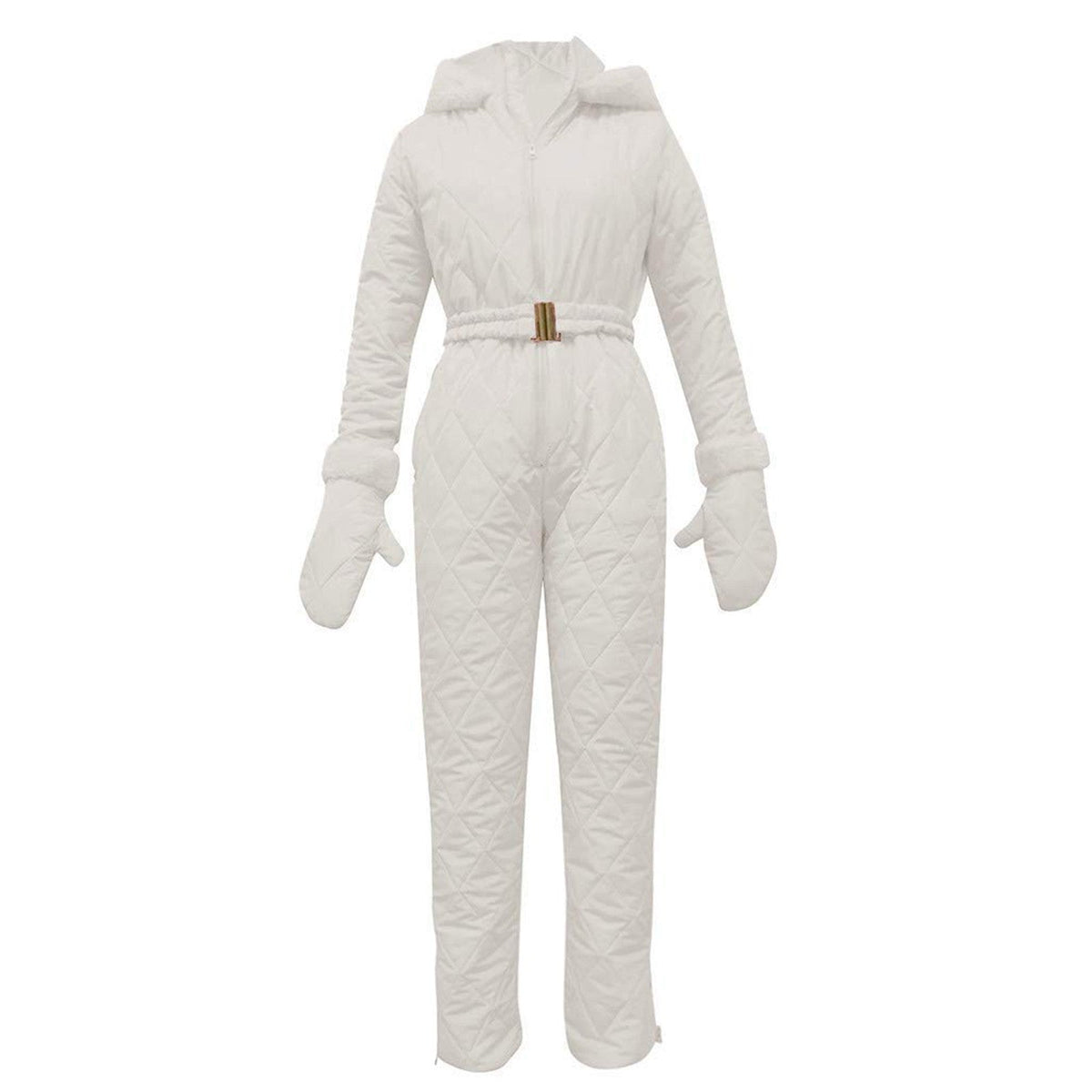 Women's Stylish Quilted Jumpsuit with Faux Fur Details - 9 - London-stylehouse.com