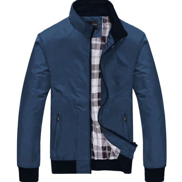 Men's Relaxed Fit Jacket with Zip and Stand Collar - 1 - London-stylehouse.com